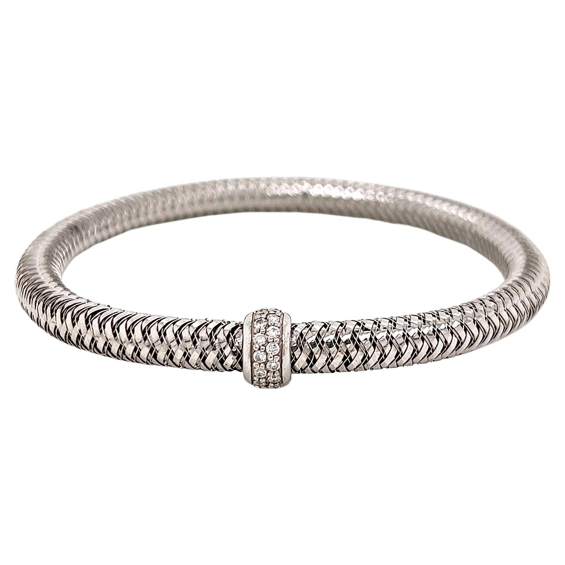 Roberto Coin Primavera Diamond Station Flexible Bracelet in 18K Gold