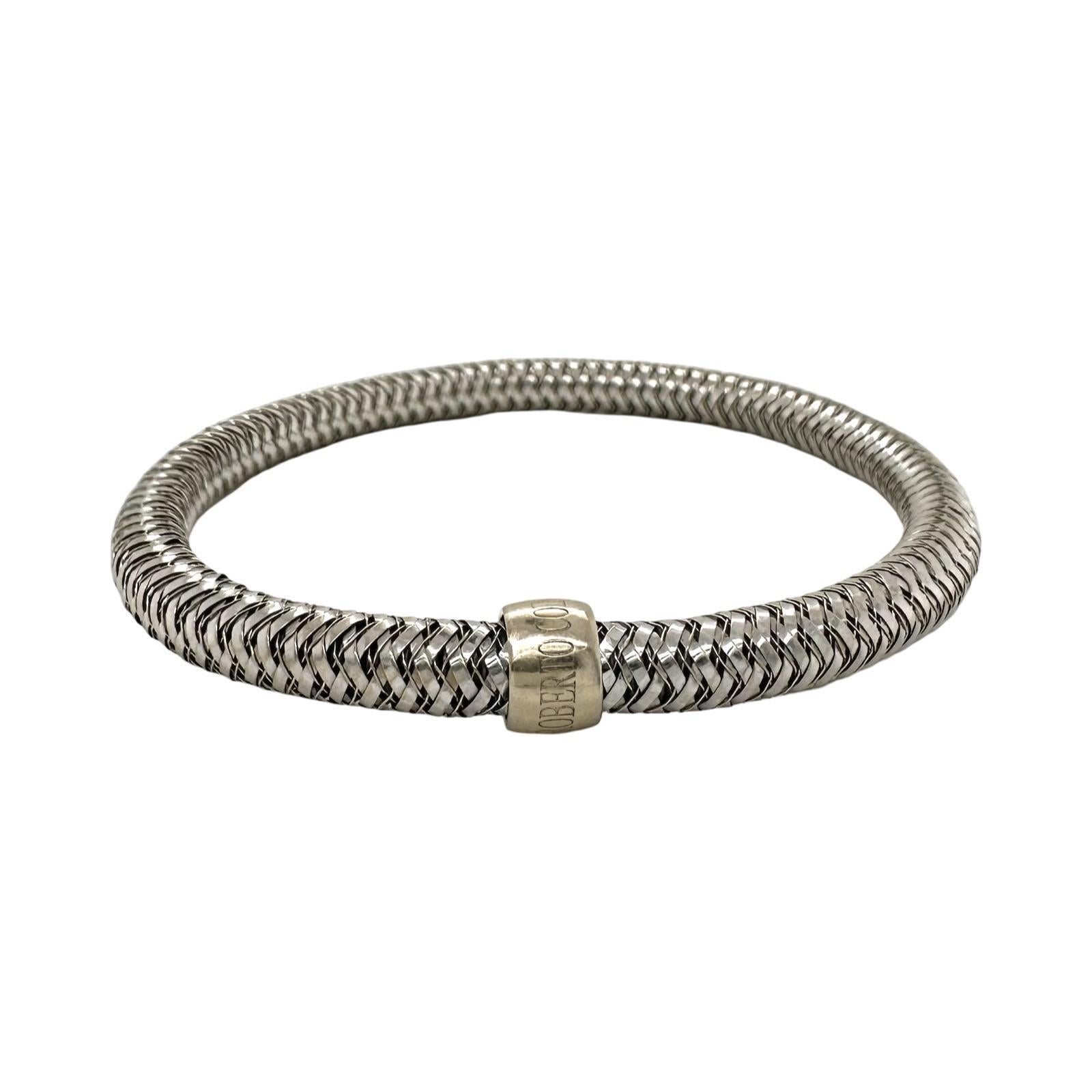 Women's or Men's Roberto Coin Primavera Flexible Bracelet in 18k White Gold For Sale