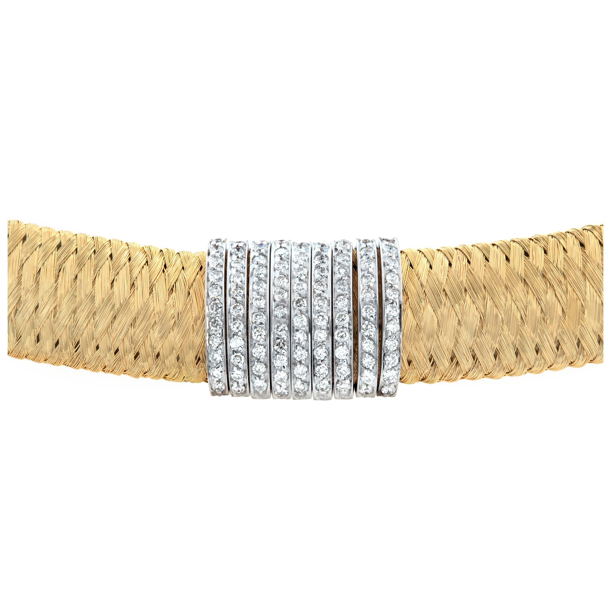Women's Roberto Coin Primavera Multi-Tone Gold and Diamond Choker Necklace
