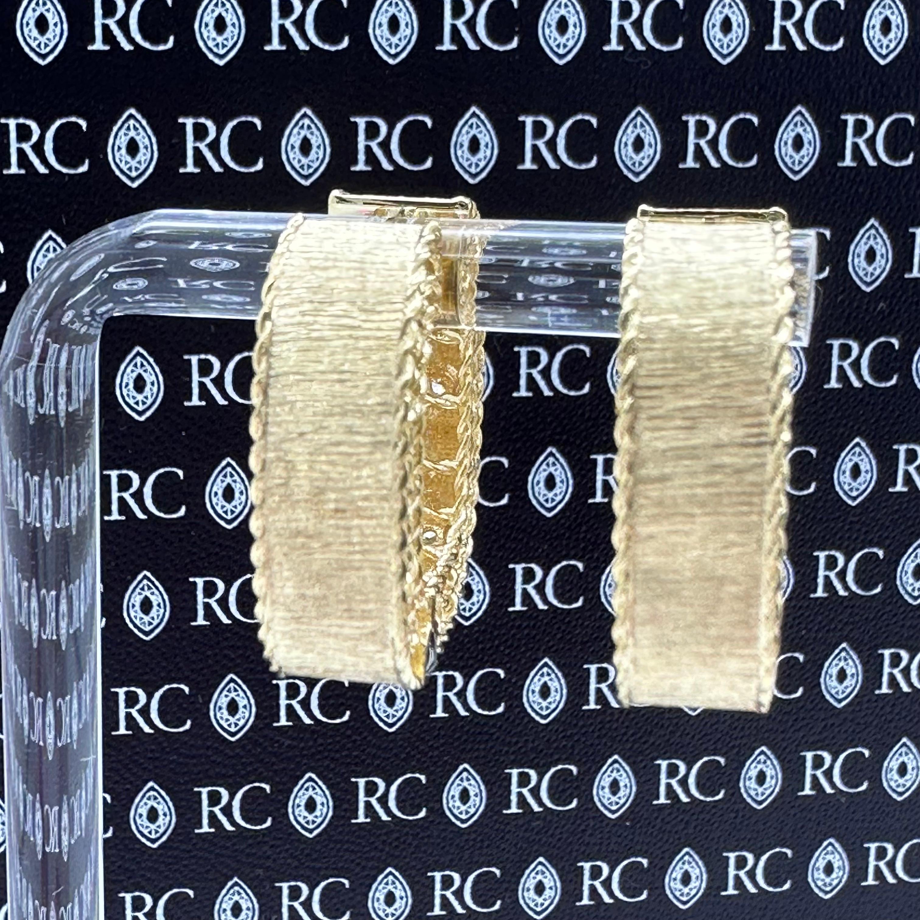 Roberto Coin Princesse Collective Diamant 18kt Satin Square Hoop Earrings Unisexe en vente