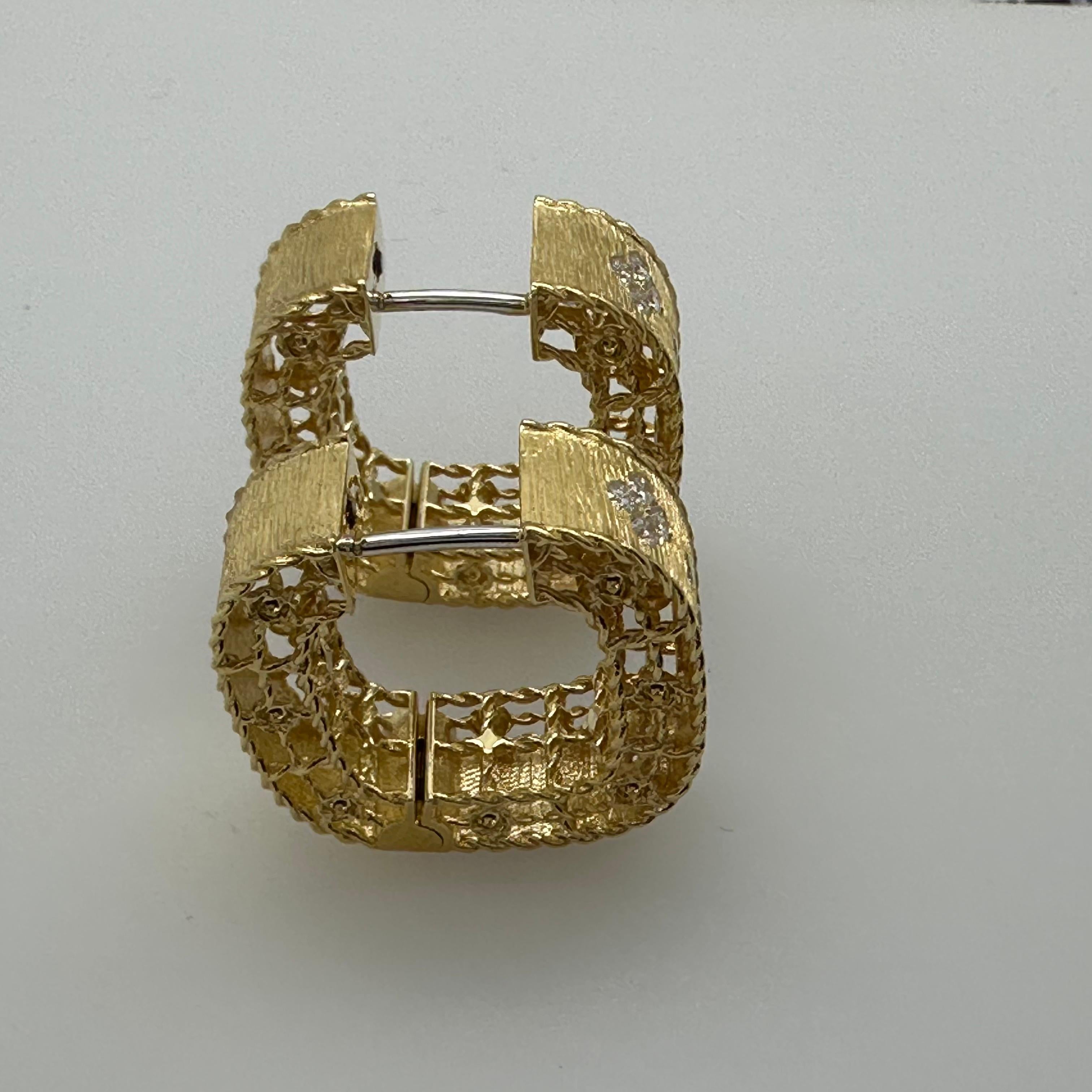 Roberto Coin Princesse Collective Diamant 18kt Satin Square Hoop Earrings en vente 4