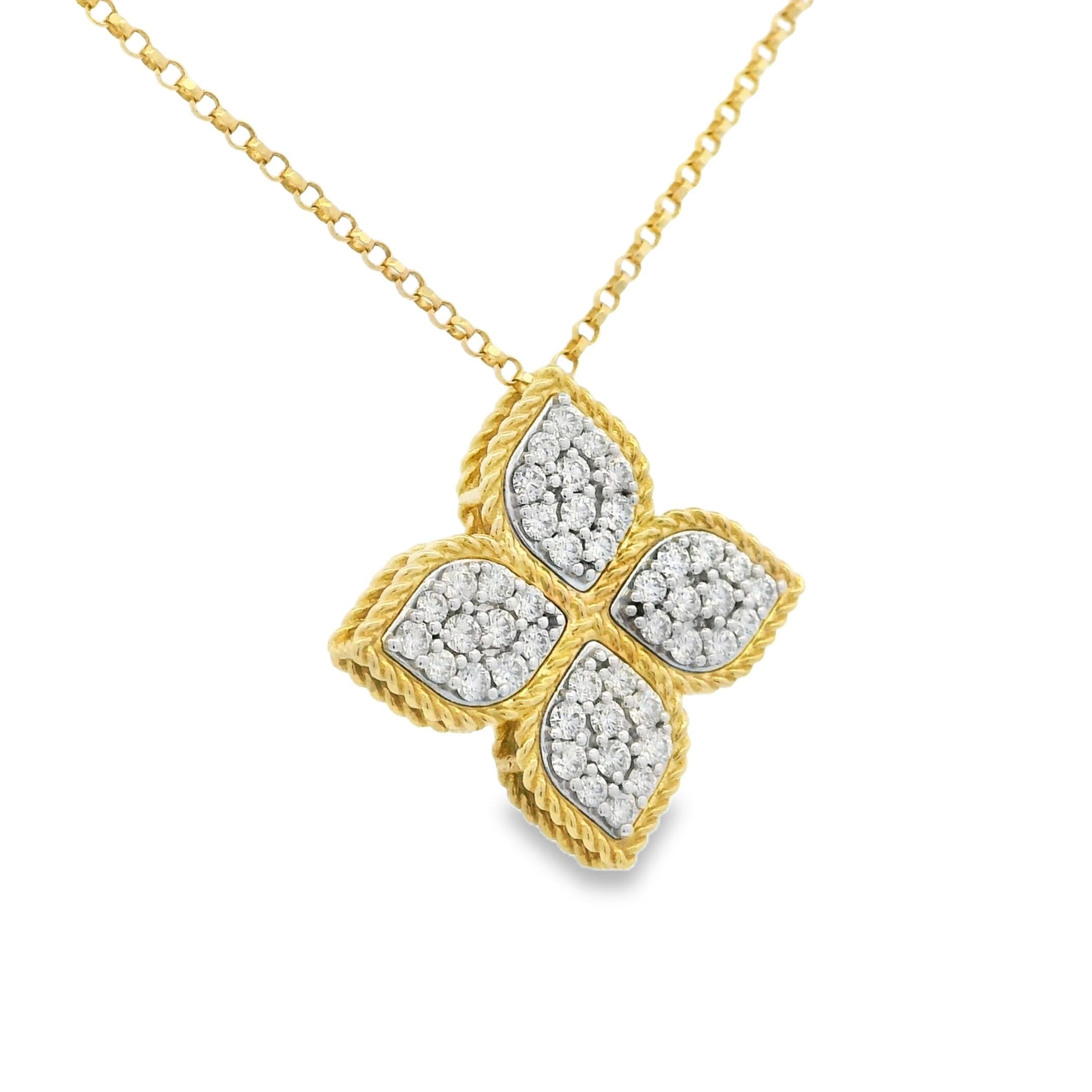 Donna Roberto Coin Collana con ciondolo a fiore principessa e diamante 18 carati In magazzino in vendita