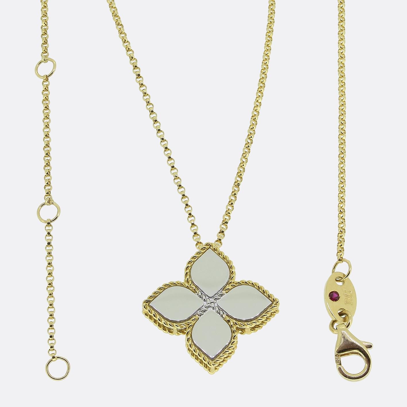 Roberto Coin Prinzessin Blume Diamant-Halskette (Brillantschliff) im Angebot