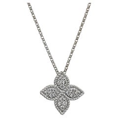 Roberto Coin Princess Flower Diamond Pendant Necklace 18 Karat White Gold