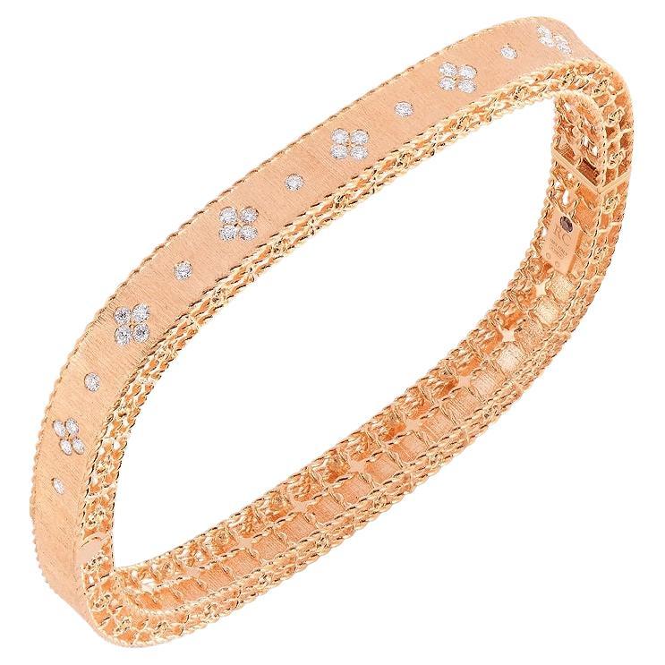 Roberto Coin Bracelet jonc en or rose avec fleur de princesse et diamants pour femmes 7771211AXBAX