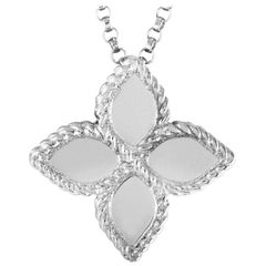 Roberto Coin Princess Flower White Gold Pendant Necklace