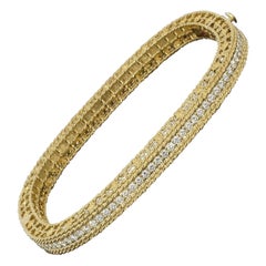 Roberto Coin Princess Yellow Gold 1.00 Carat Round Diamond Bangle Bracelets