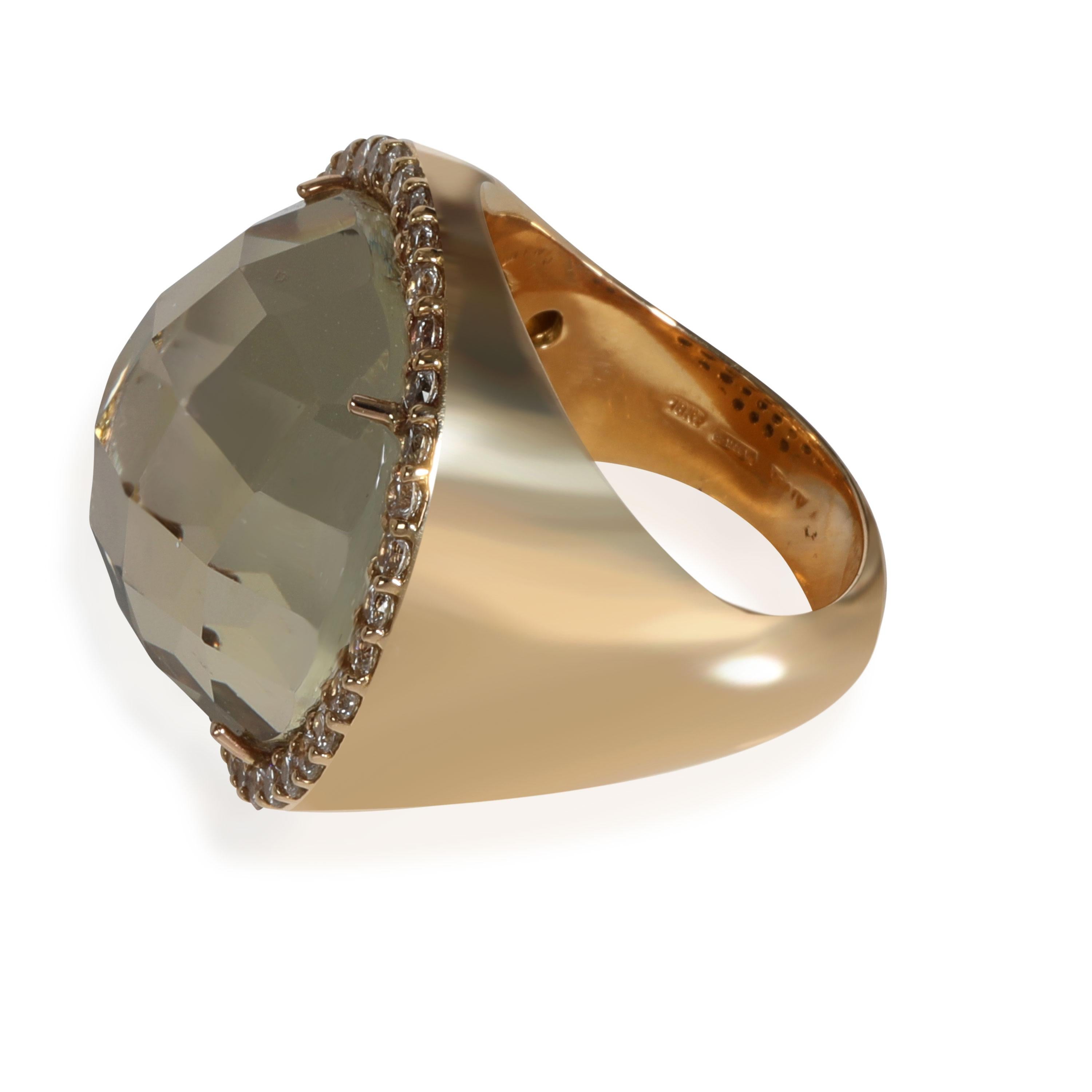 Roberto Coin Quartz Diamond Doublet Ring in 18K Yellow Gold 0.95 Ctw In Excellent Condition For Sale In New York, NY