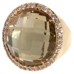 Roberto Coin Quarz-Diamant-Doppelring aus 18K Gelbgold 0,95 Gesamtkaratgewicht
