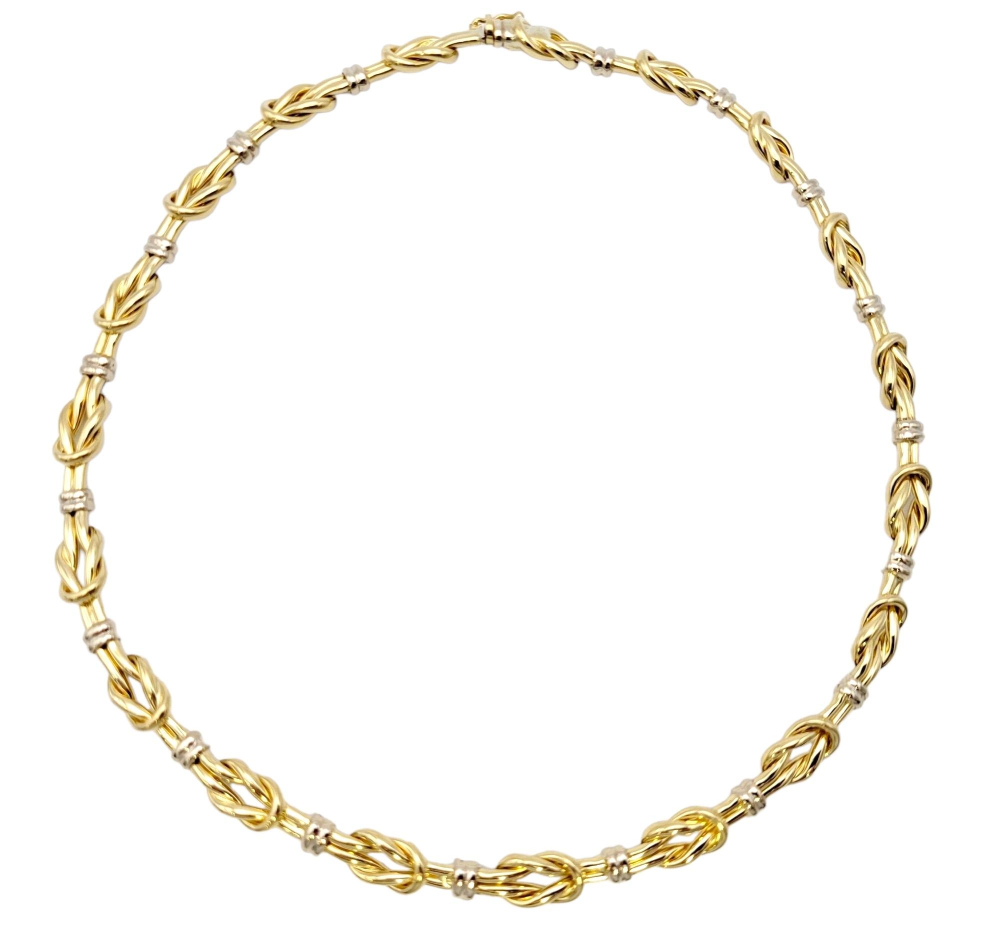 Contemporary Roberto Coin Reef Knot Two-Tone Polished 18 Karat Gold Collar Necklace  For Sale