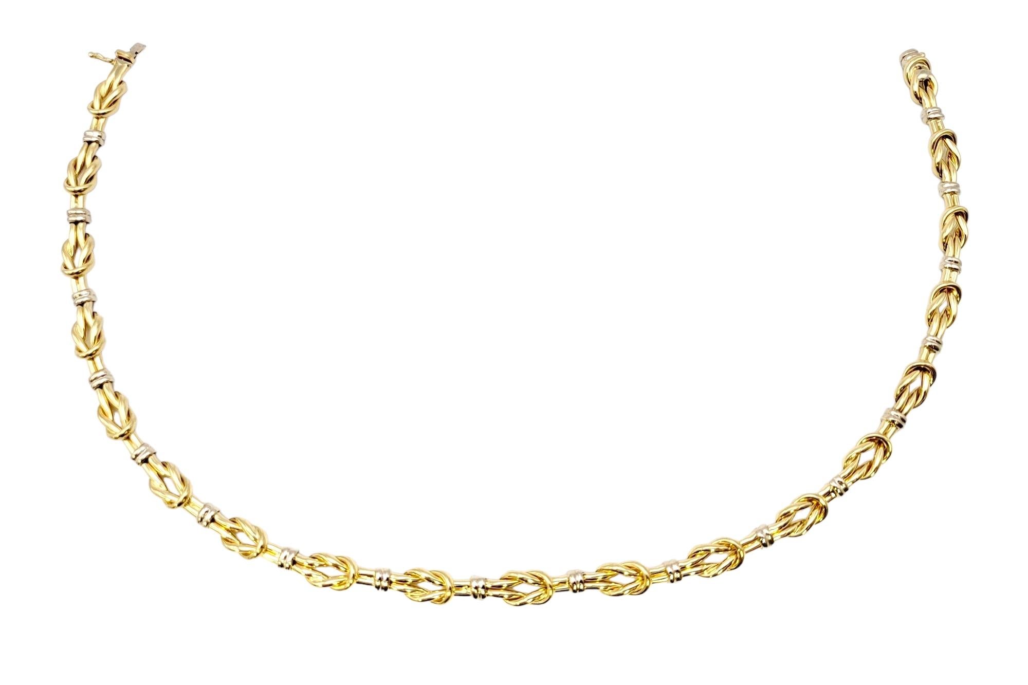 Roberto Coin Reef Knot Two-Tone Polished 18 Karat Gold Collar Necklace  In Good Condition For Sale In Scottsdale, AZ