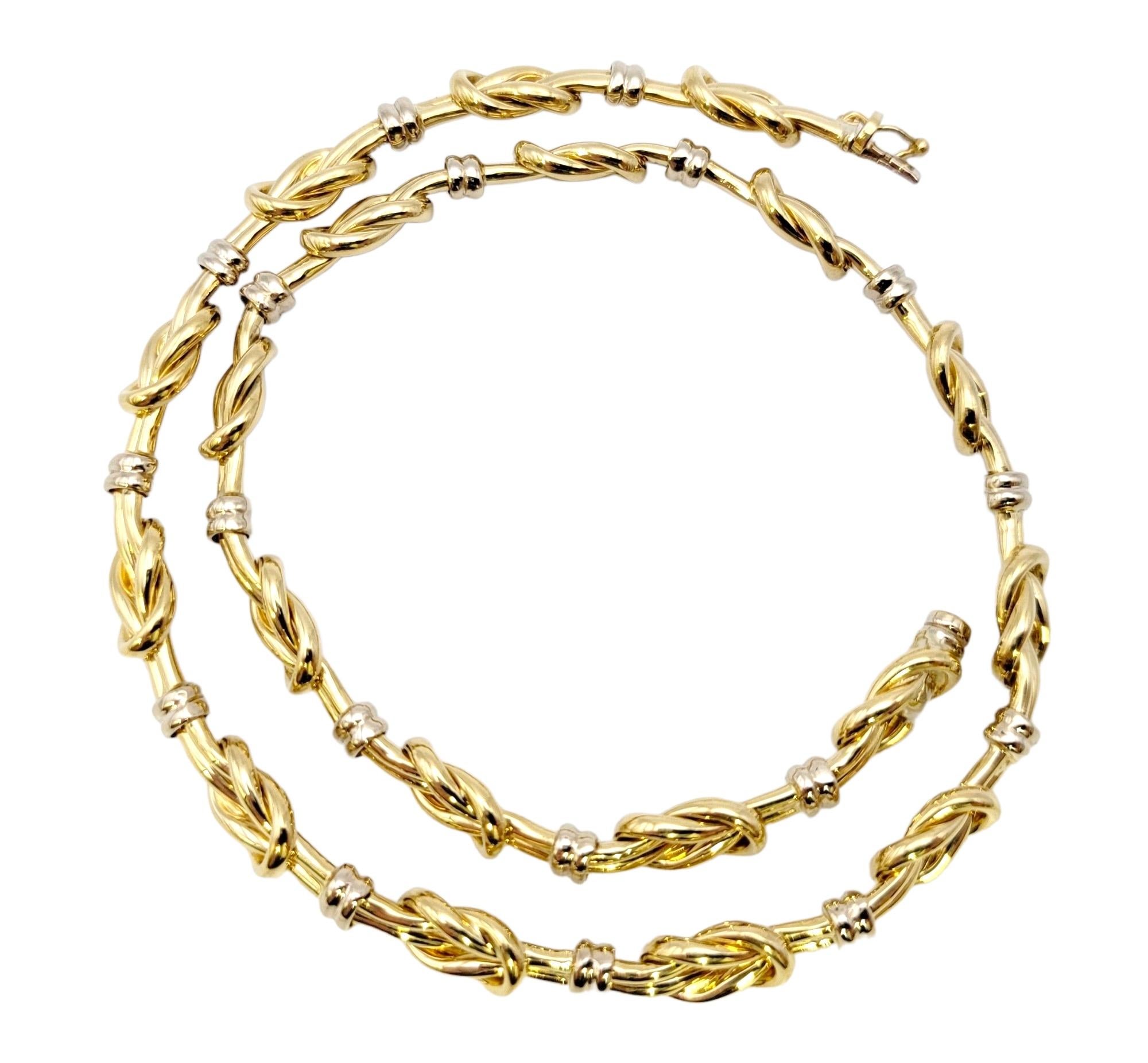 Roberto Coin Reef Knot Two-Tone Polished 18 Karat Gold Collar Necklace  For Sale 1