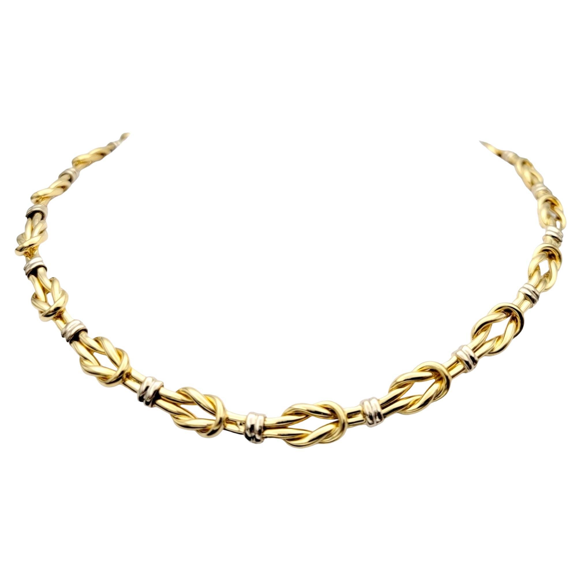 Roberto Coin Reef Knot Zweifarbige Halskette aus poliertem 18 Karat Gold mit Kragen 
