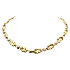 Roberto Coin Reef Knot Two-Tone Polished 18 Karat Gold Collar Necklace 