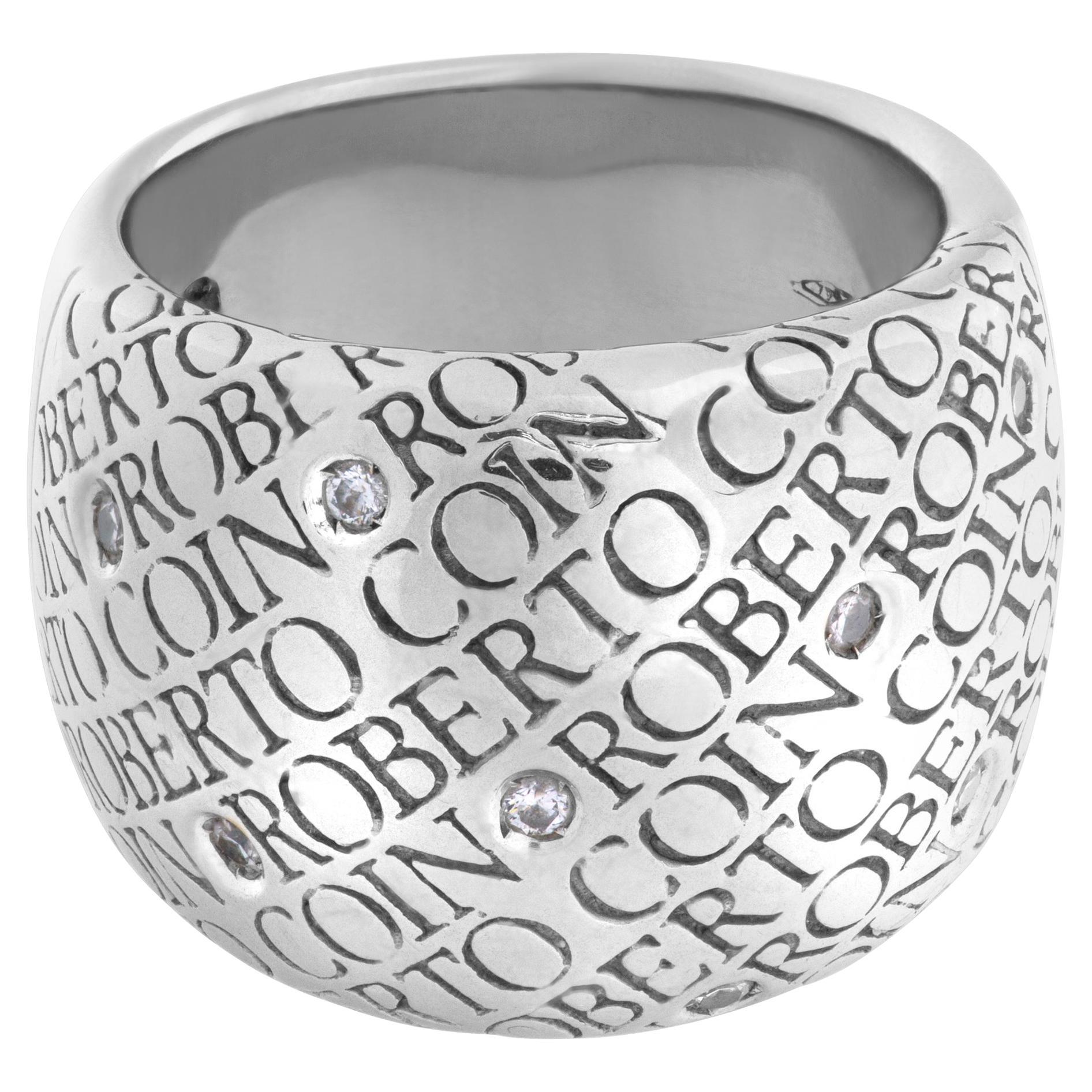 Roberto Coin Ring 18k white gold with 9 diamonds For Sale