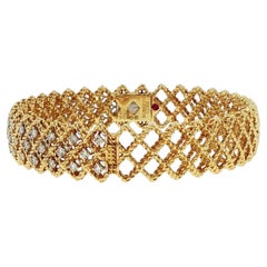 Roberto Coin Roman Barocco 18K Yellow Gold 1.10ctw Diamond Hinged Bangle