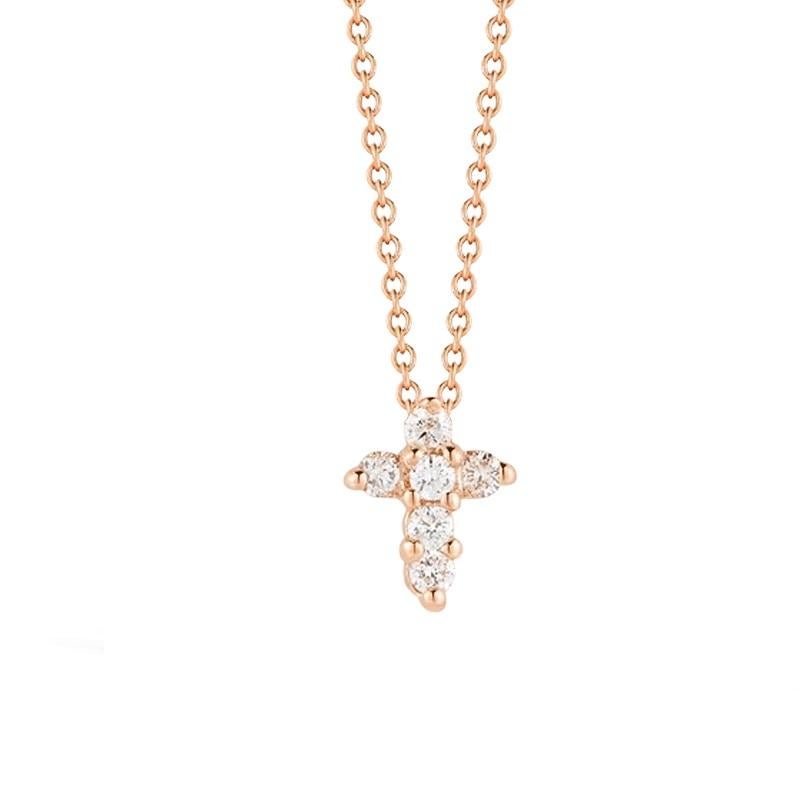 Taille ronde Croix Bébé en or rose et diamant 001883AXCHX0 Roberto Coin en vente
