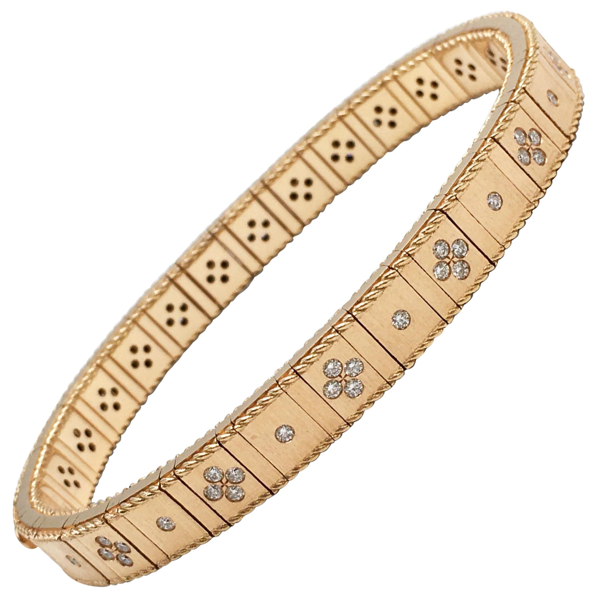 Roberto Coin Rose Gold Bracelet with Fleur-de-Lis Diamonds