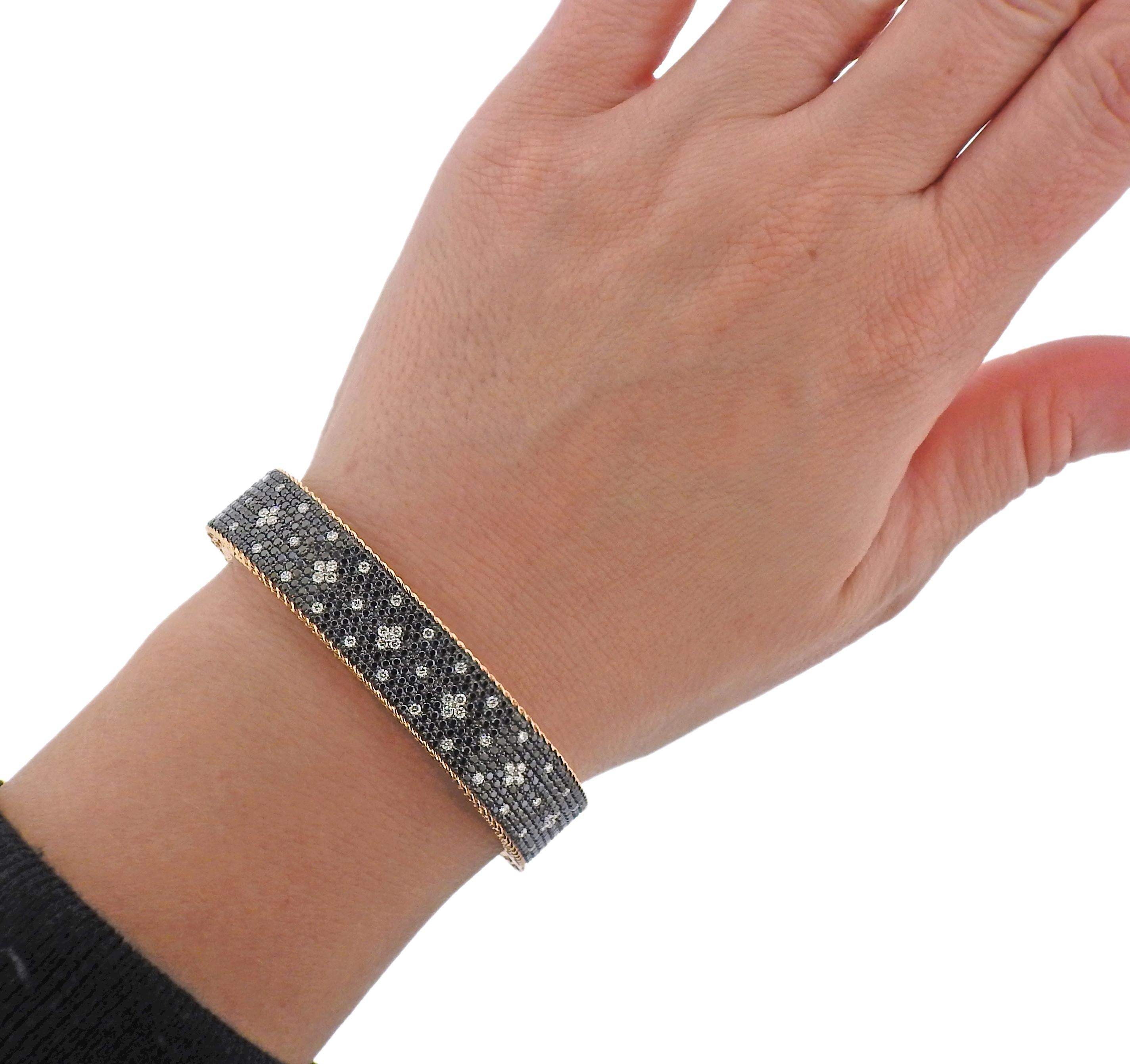 Round Cut Roberto Coin Rose Gold Venetian Princess Diamond Bangle Bracelet