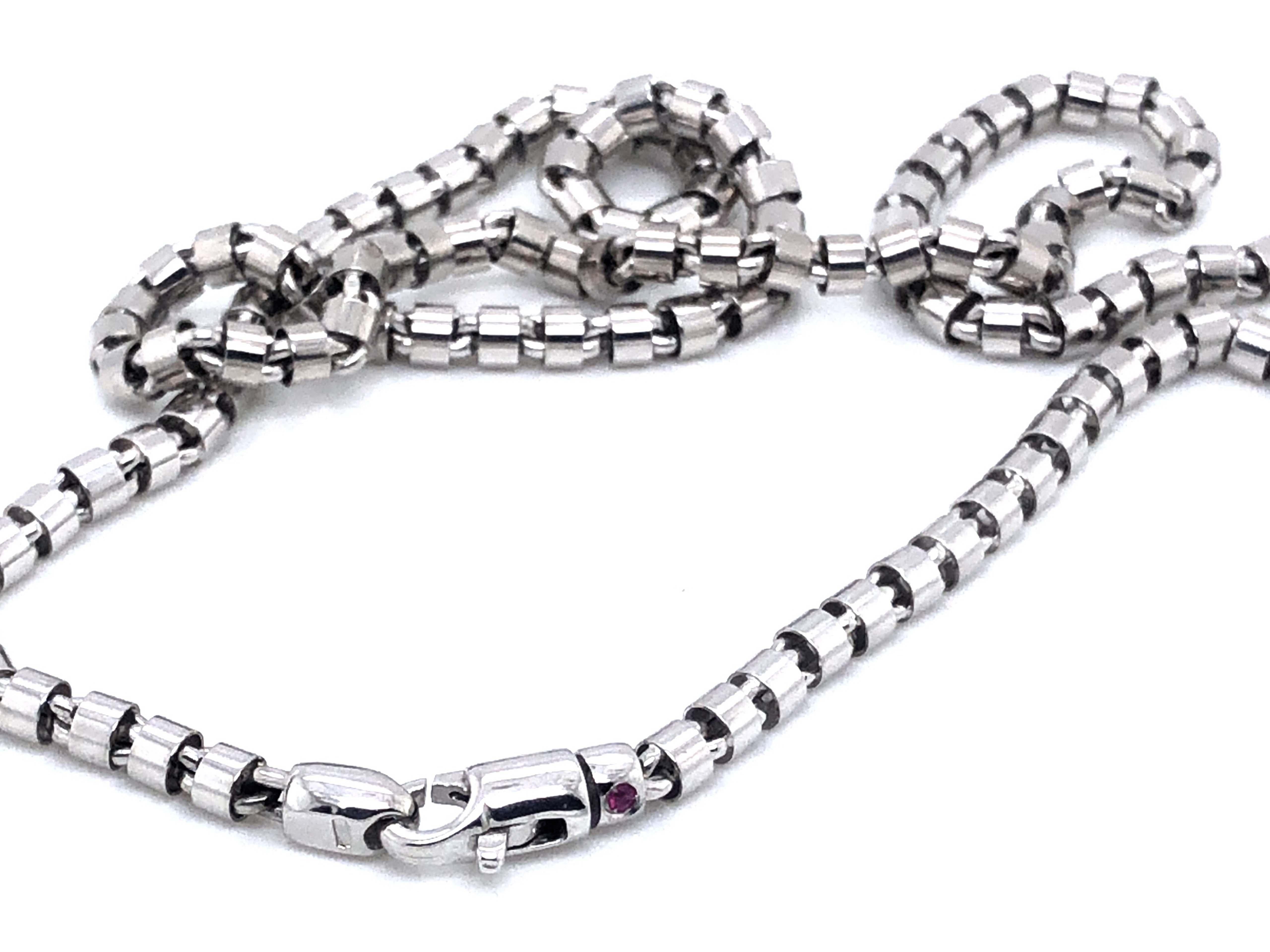 Modern Roberto Coin Round Barrel Link Chain in 18k White Gold