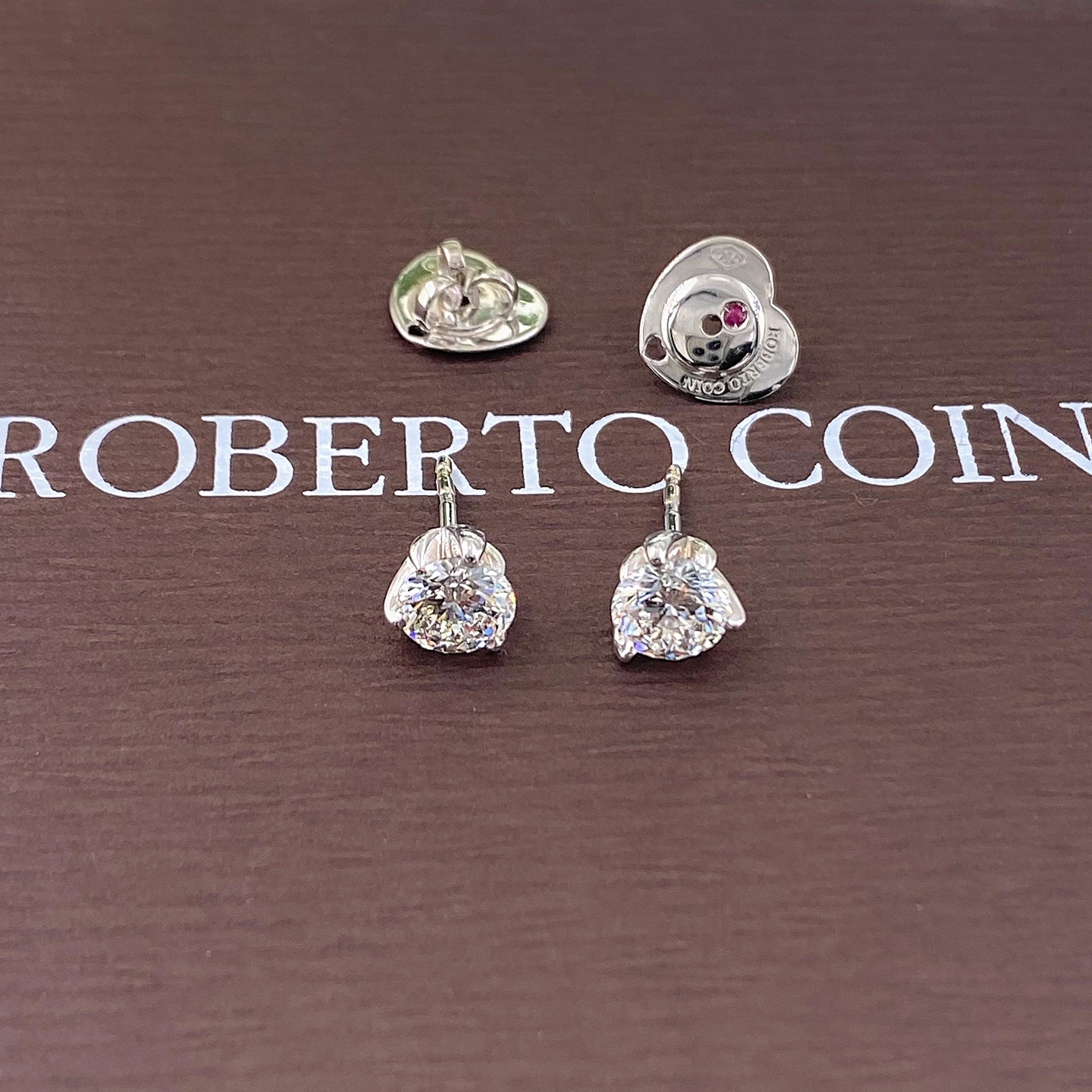 Roberto Coin Round Cento Diamond Stud Earrings 2.08 Tcw 18k WG 1