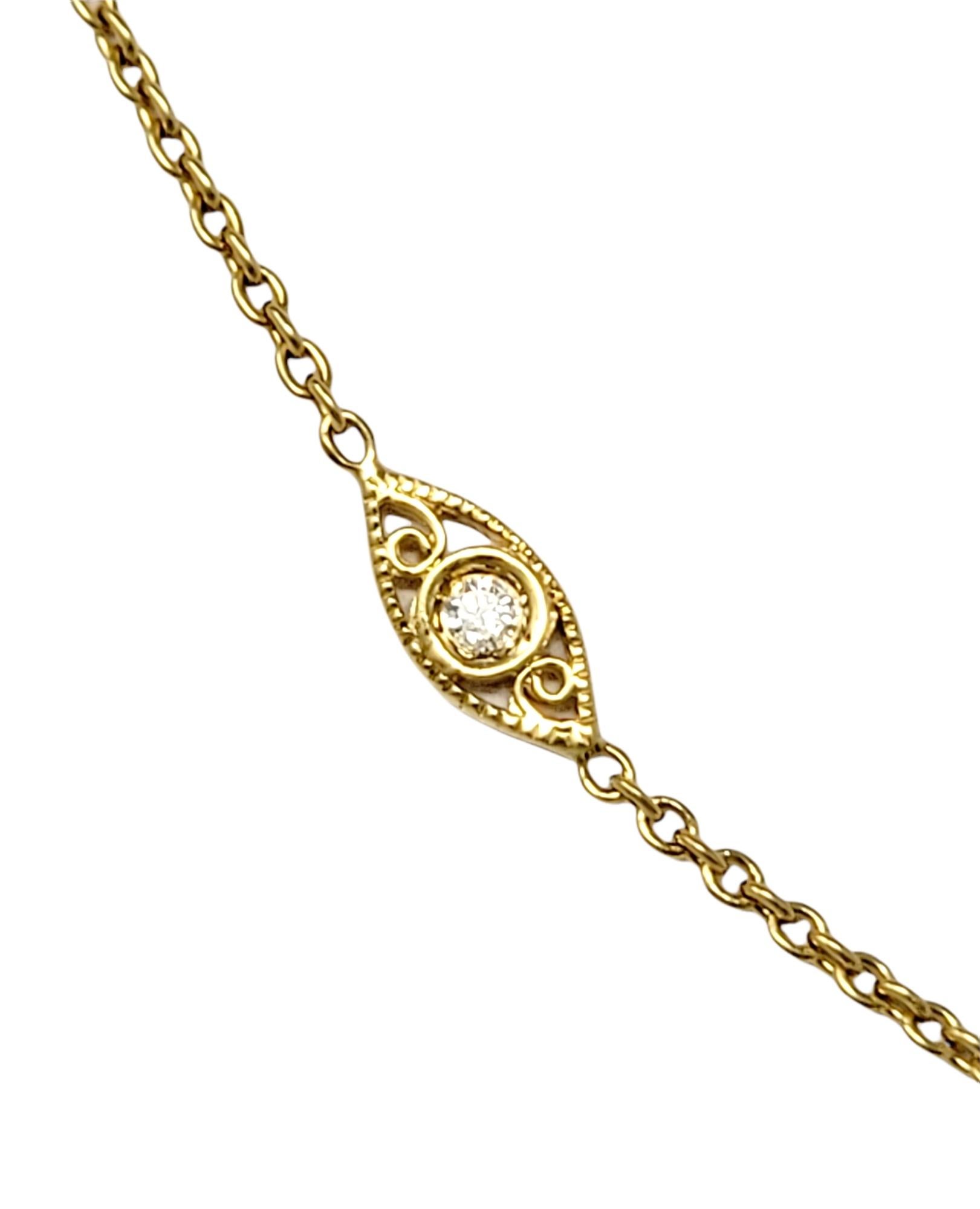 Roberto Coin Round Diamond Evil Eye Station Necklace in 18 Karat Yellow Gold 2