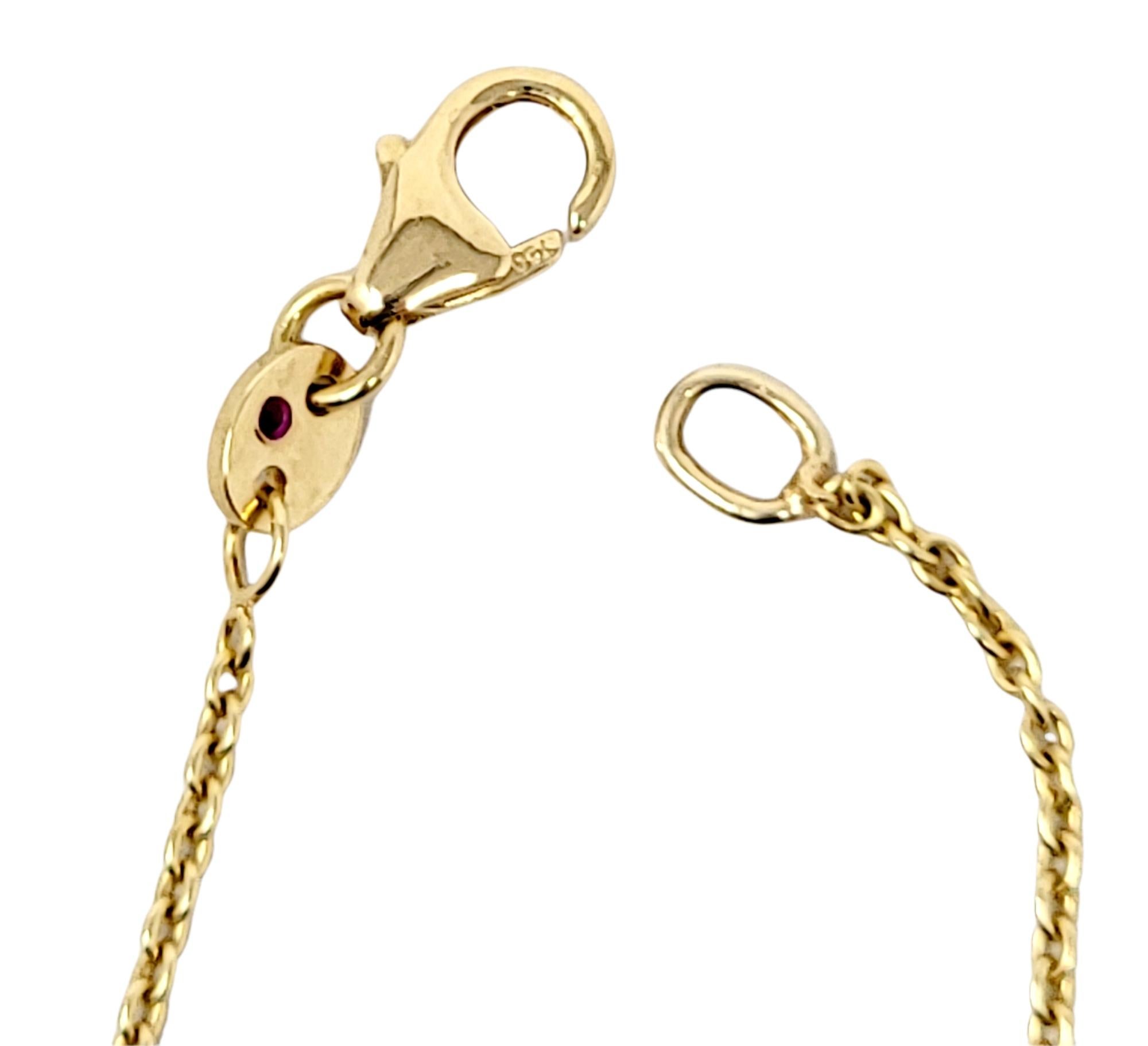 Roberto Coin Round Diamond Evil Eye Station Necklace in 18 Karat Yellow Gold 3