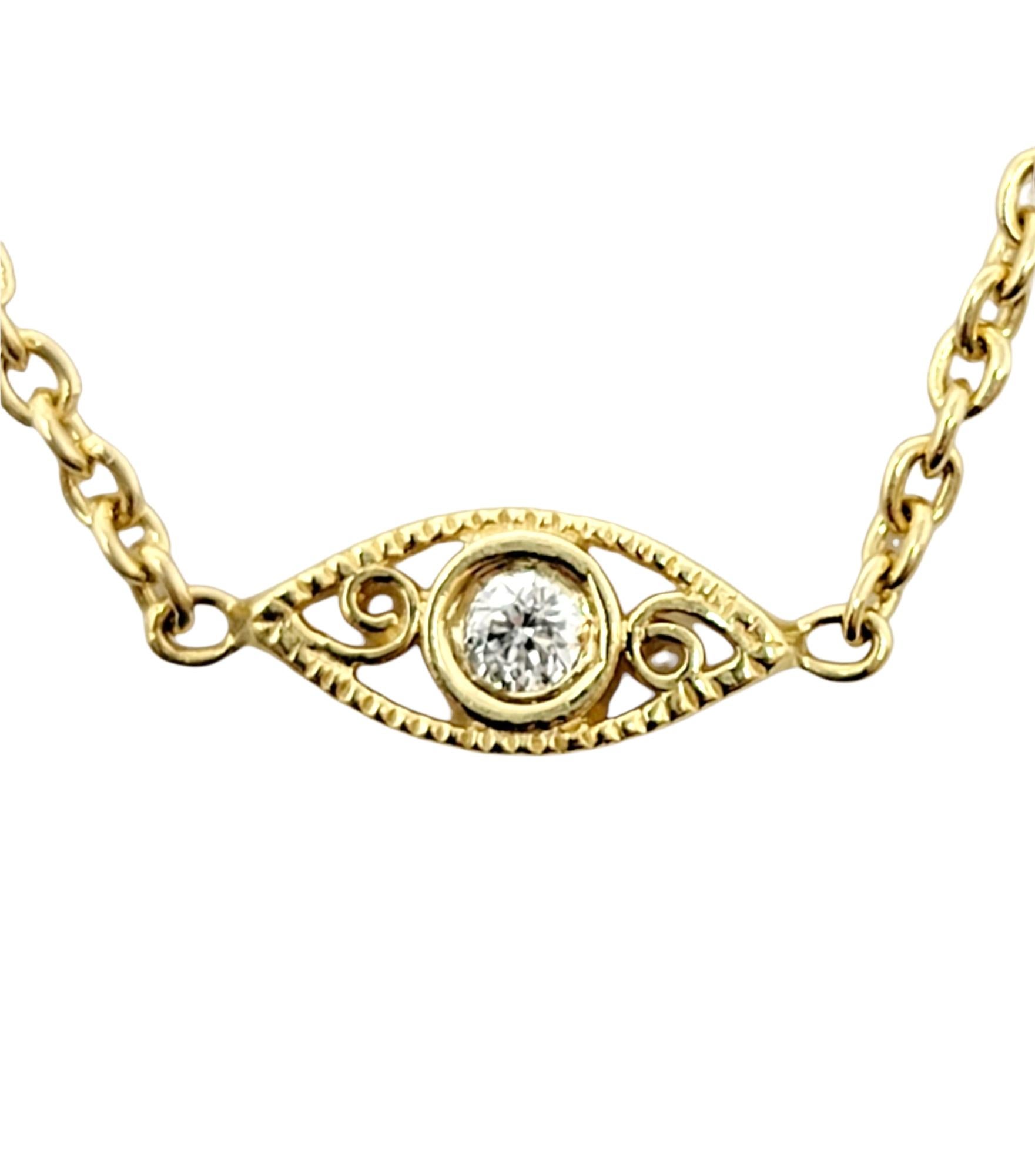 Roberto Coin Round Diamond Evil Eye Station Necklace in 18 Karat Yellow Gold 1
