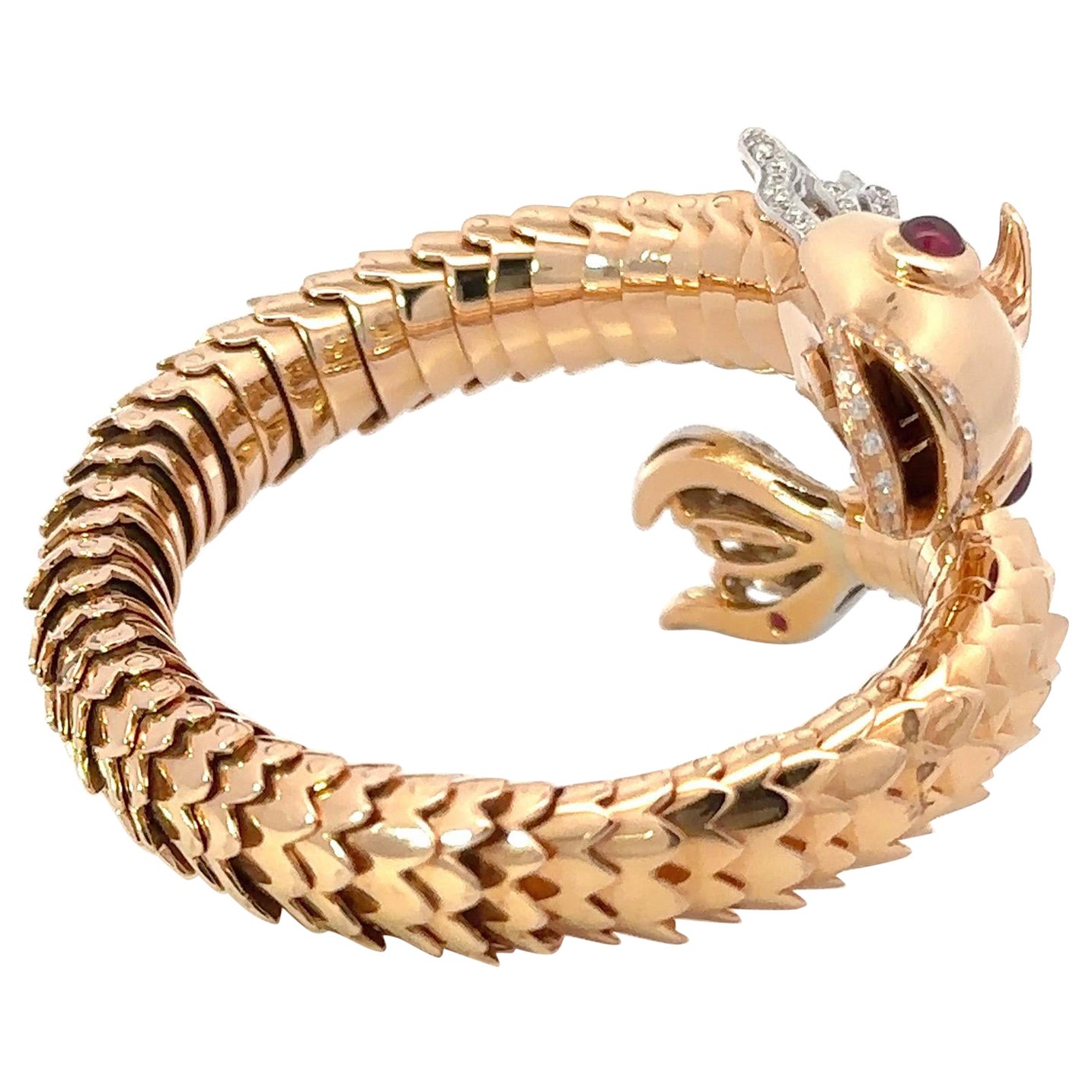 Roberto Coin Bracelet poisson Nemo en or rose 18 carats, rubis et diamants en vente
