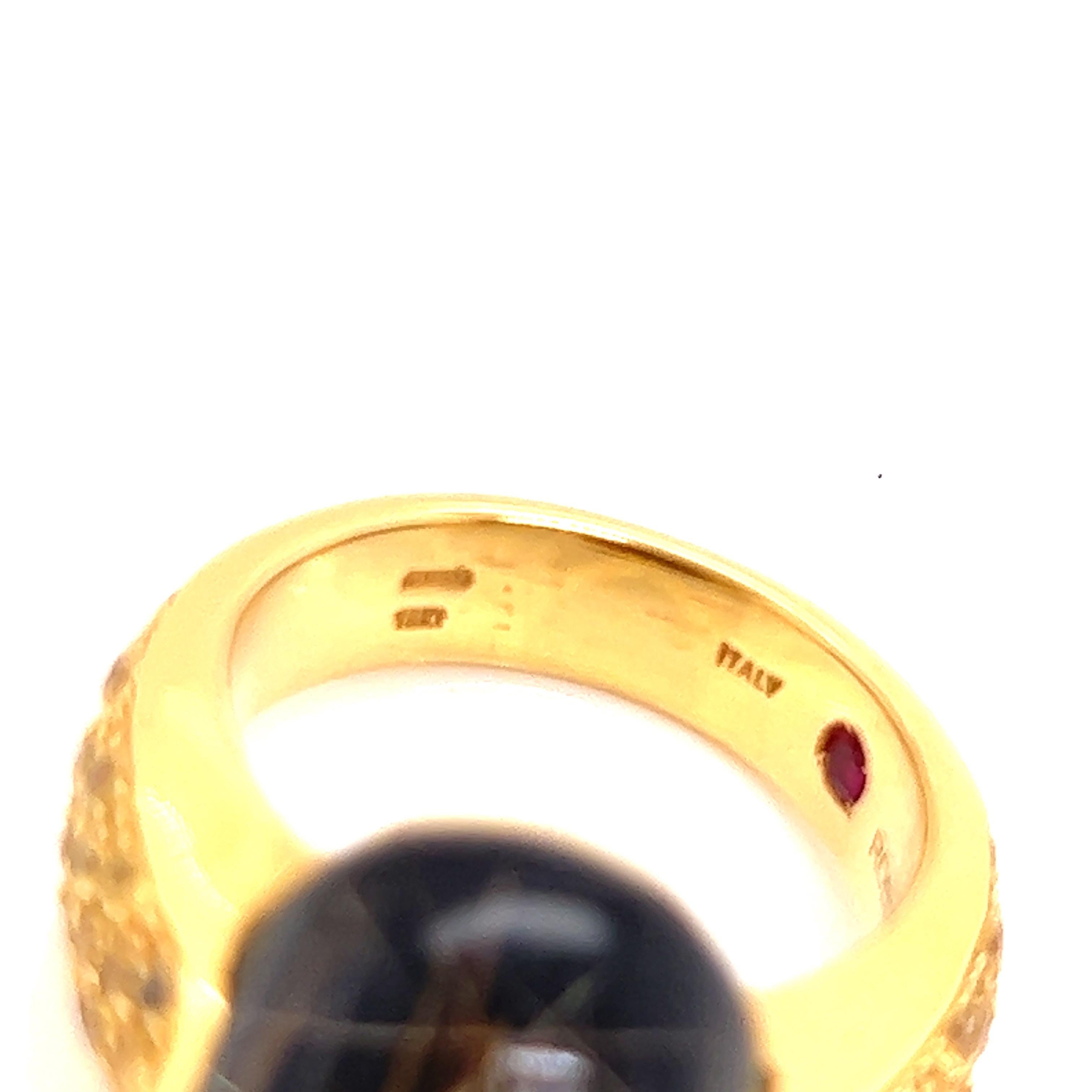 Women's Roberto Coin Rutilated Black Quartz and Yellow Sapphire Ring For Sale