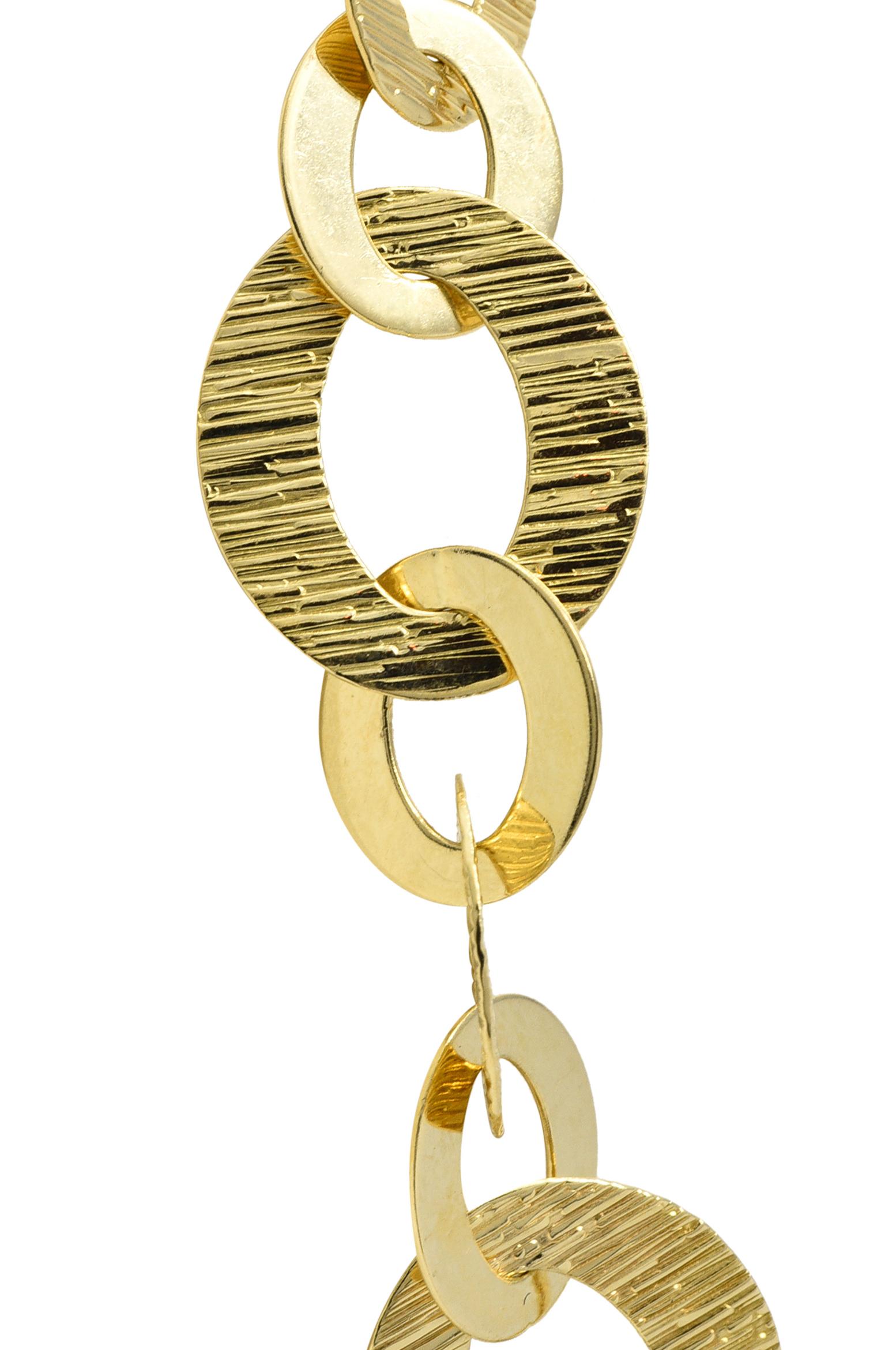Women's or Men's Roberto Coin Sapphire Cabochon 18 Karat Yellow Gold Italian Link Necklace