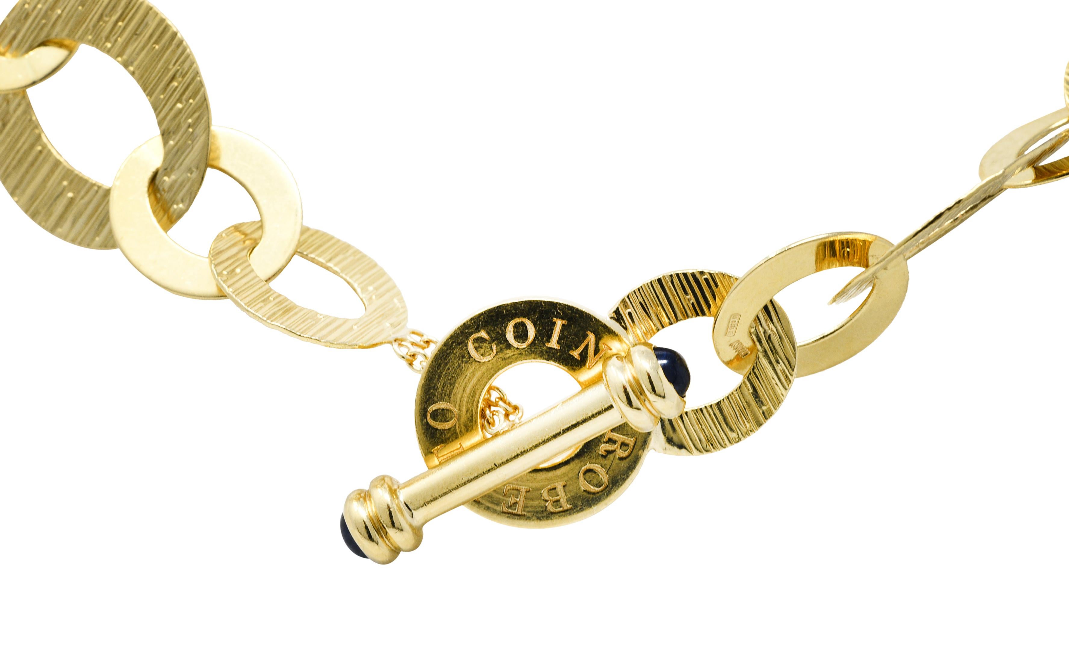 Roberto Coin Sapphire Cabochon 18 Karat Yellow Gold Italian Link Necklace 1