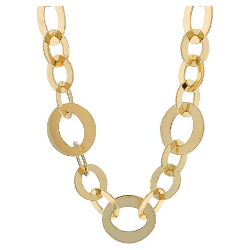 Roberto Coin Sapphire Circle Link Necklace 18" - Yellow Gold 18k Round Cabochon For Sale