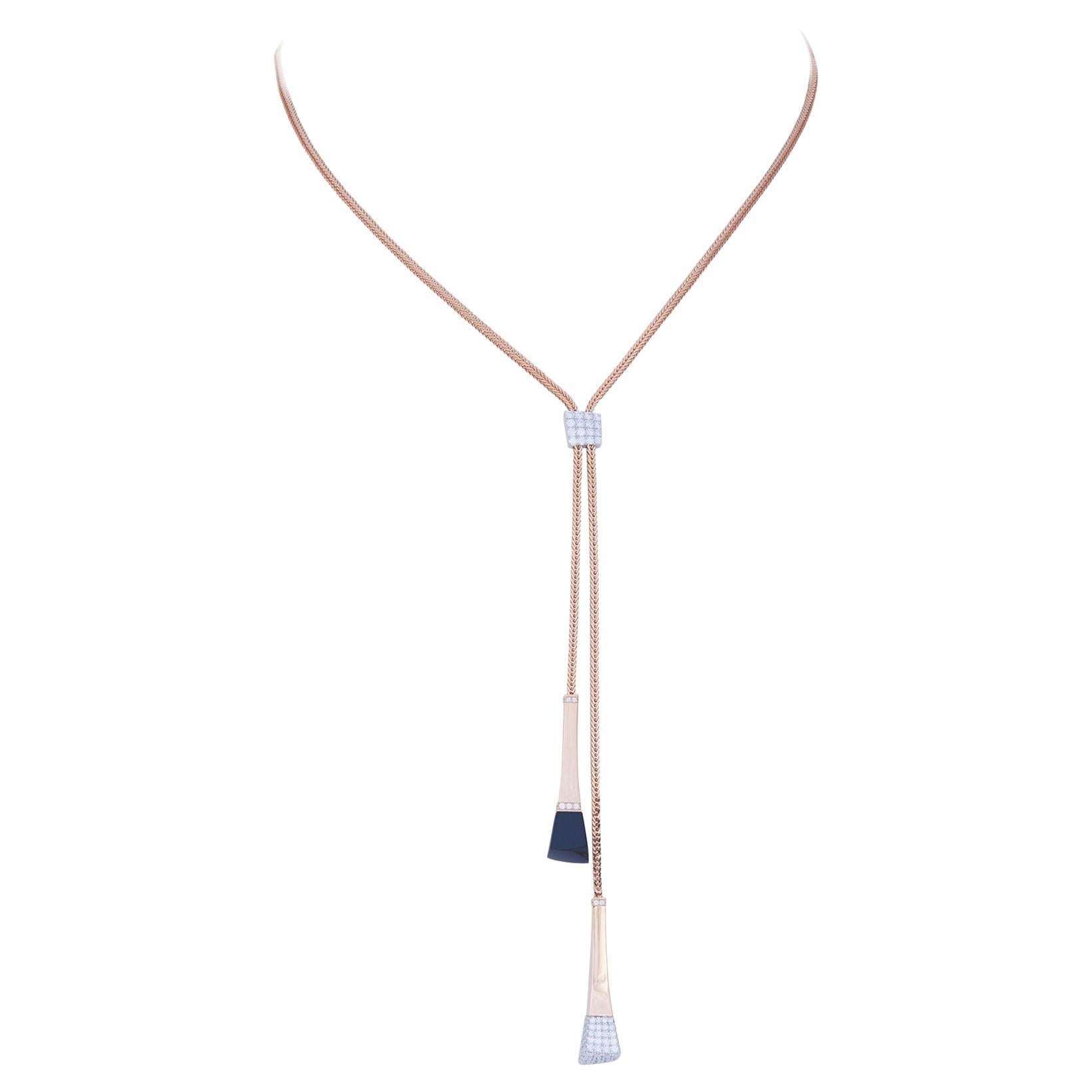 Roberto Coin 'Sauvage' Rose Gold Diamond and Onyx Necklace