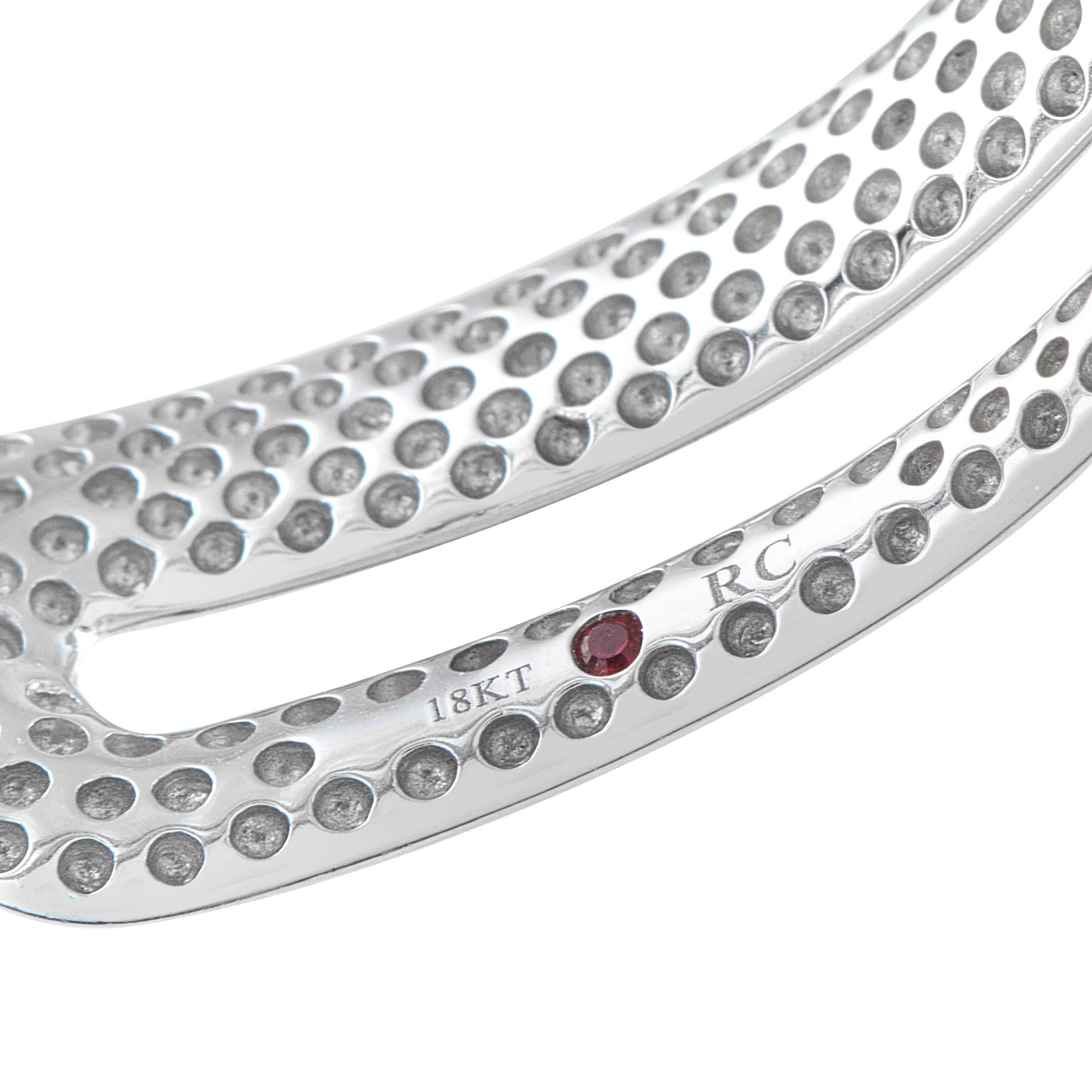 Taille ronde Roberto Coin Scalare Bracelet manchette en or blanc 18 carats 1,75 ct de diamants RC15-072325 en vente
