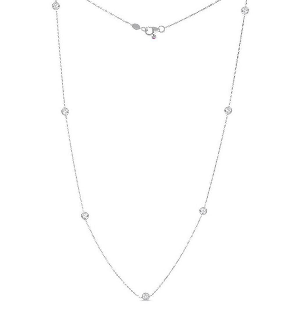 Taglio rotondo Roberto Coin Collana con sette stazioni di diamanti 001347AW18D0 in vendita