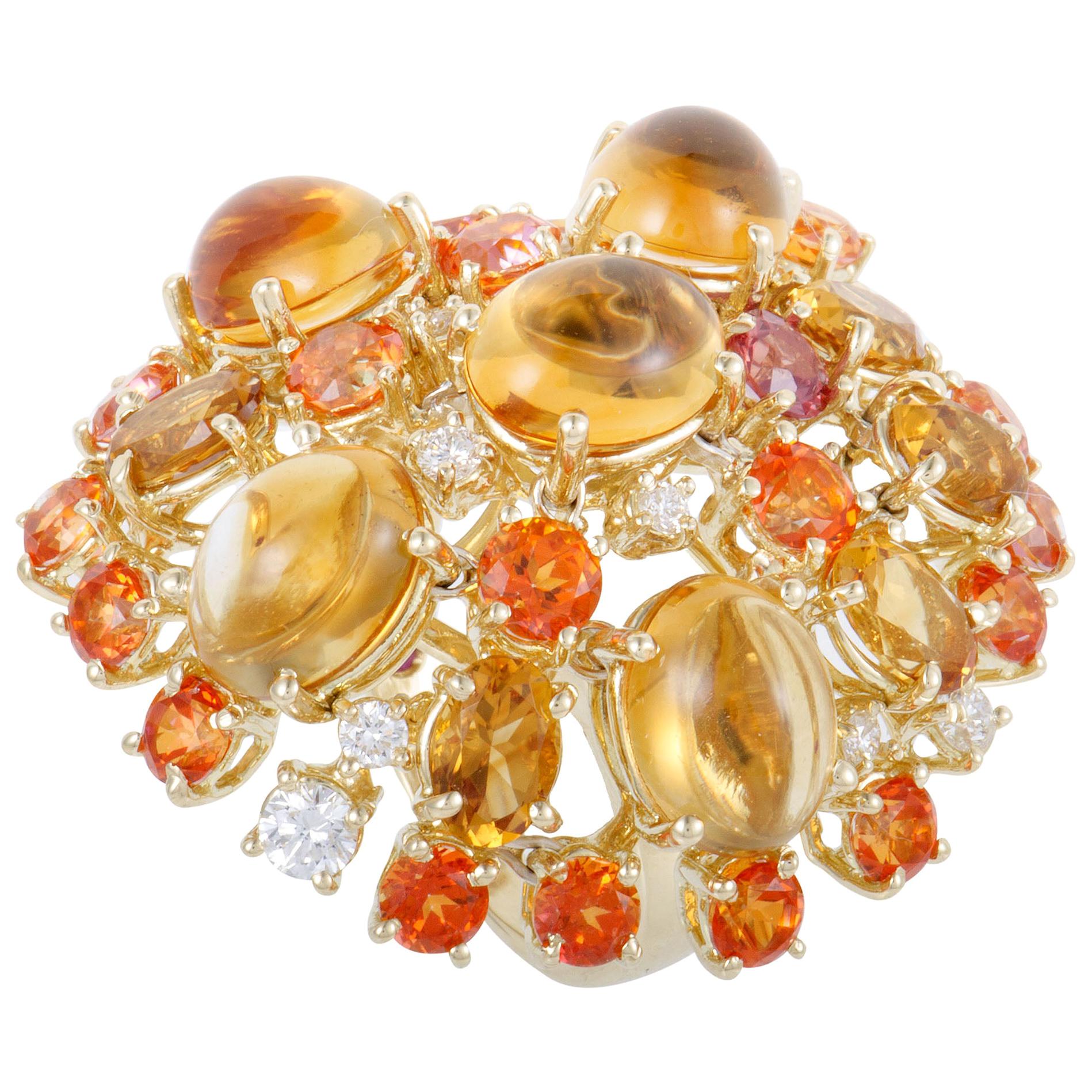 Roberto Coin Shanghai 18 Karat Gold Diamond Yellow Citrine and Orange Topaz Co