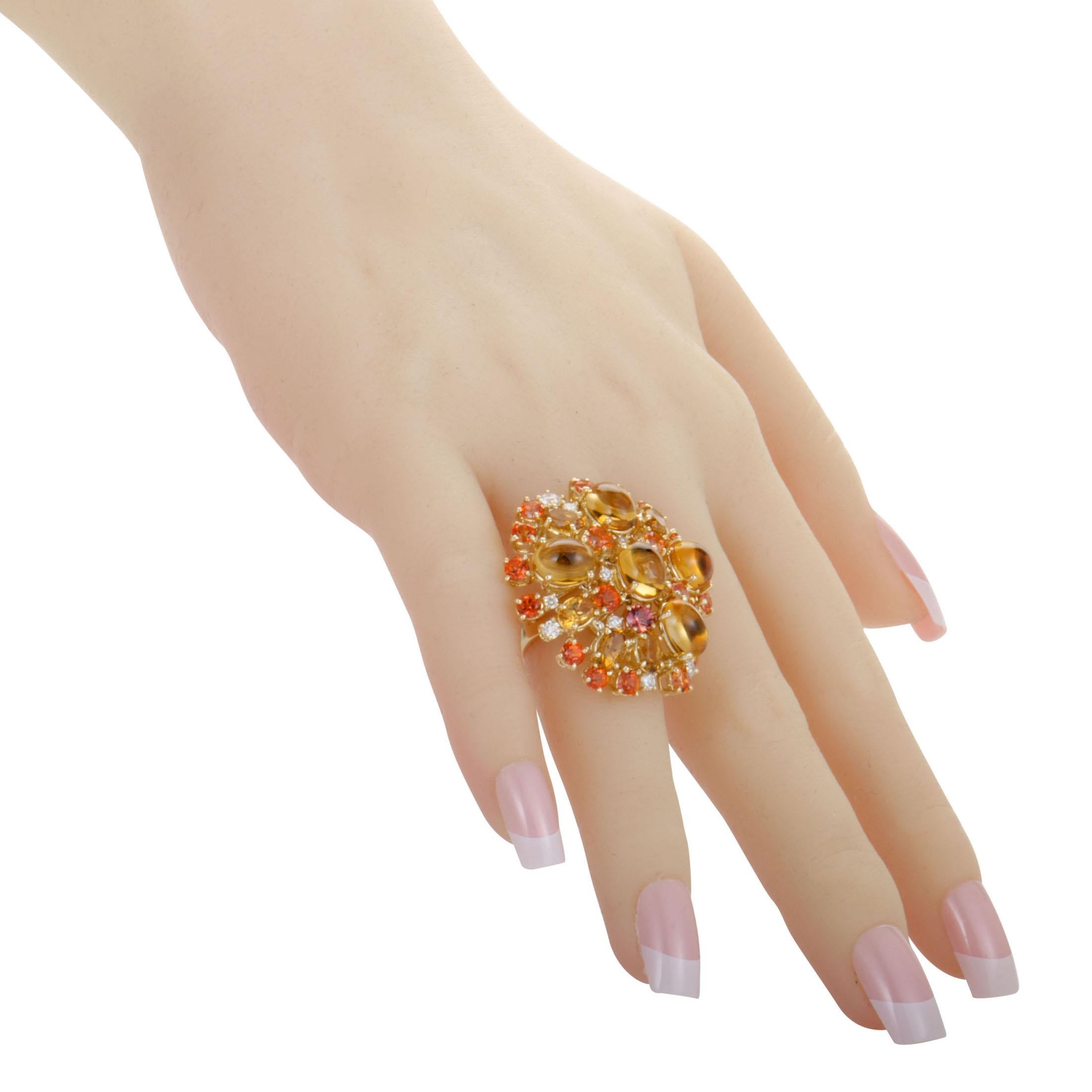 Women's Roberto Coin Shanghai 18 Karat Gold Diamond Yellow Citrine and Orange Topaz Co