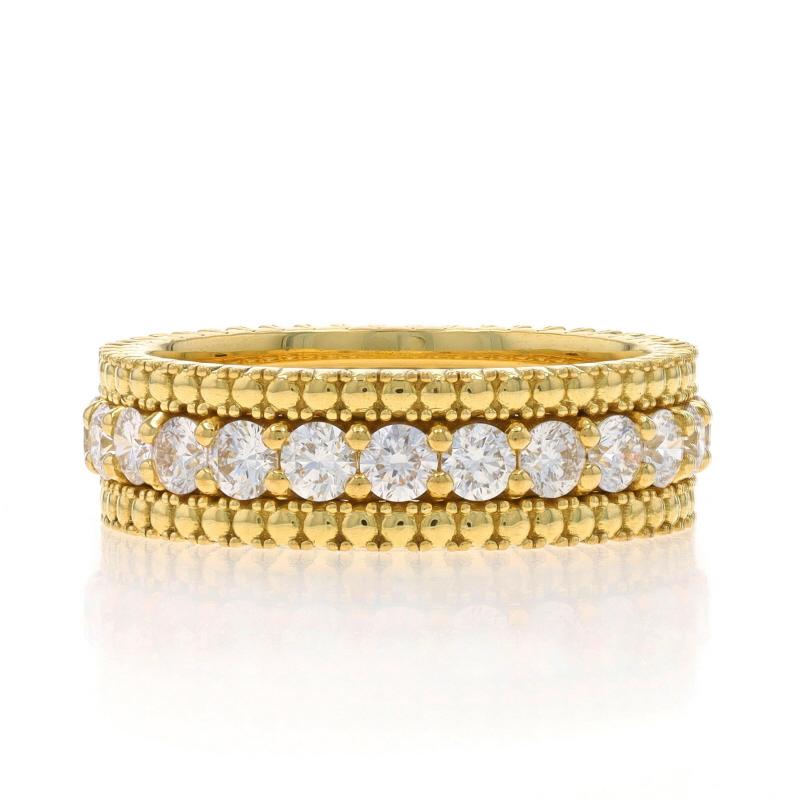 Retail Price: $6190

Size: 7

Brand: Roberto Coin
Collection: Siena
Design: 1 Row Eternity Band
Style Number: 111467AY65X0

Metal Content: 18k Yellow Gold

Stone Information
Natural Diamonds
Carat(s): 1.65ctw
Cut: Round Brilliant
Color: G
Clarity: