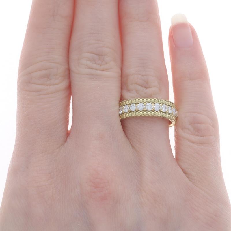 Round Cut Roberto Coin Siena Diamond 1 Row Eternity Band Yellow Gold 18k 1.65ctw Ring Sz 7