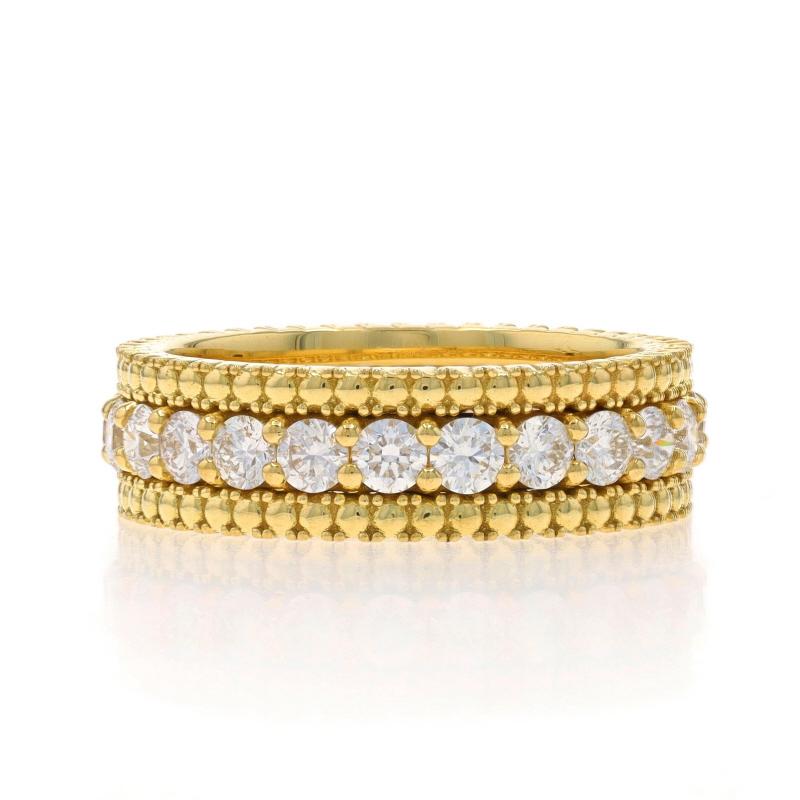 Roberto Coin Siena Diamond 1 Row Eternity Band Yellow Gold 18k 1.65ctw Ring Sz 7 In Excellent Condition In Greensboro, NC