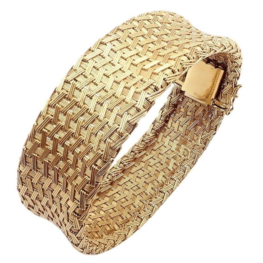 Roberto Coin Silk Basket Weave Yellow Gold Bracelet For Sale 7