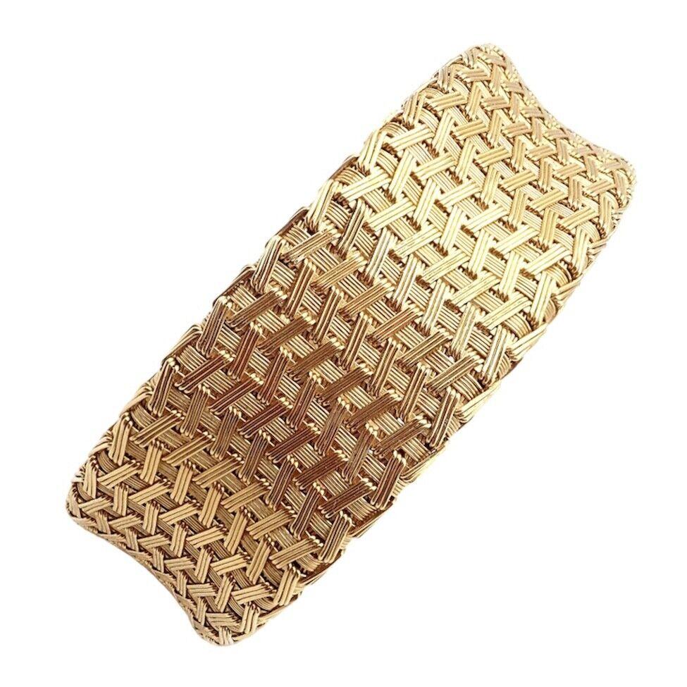 Roberto Coin Silk Basket Weave Yellow Gold Bracelet For Sale 3