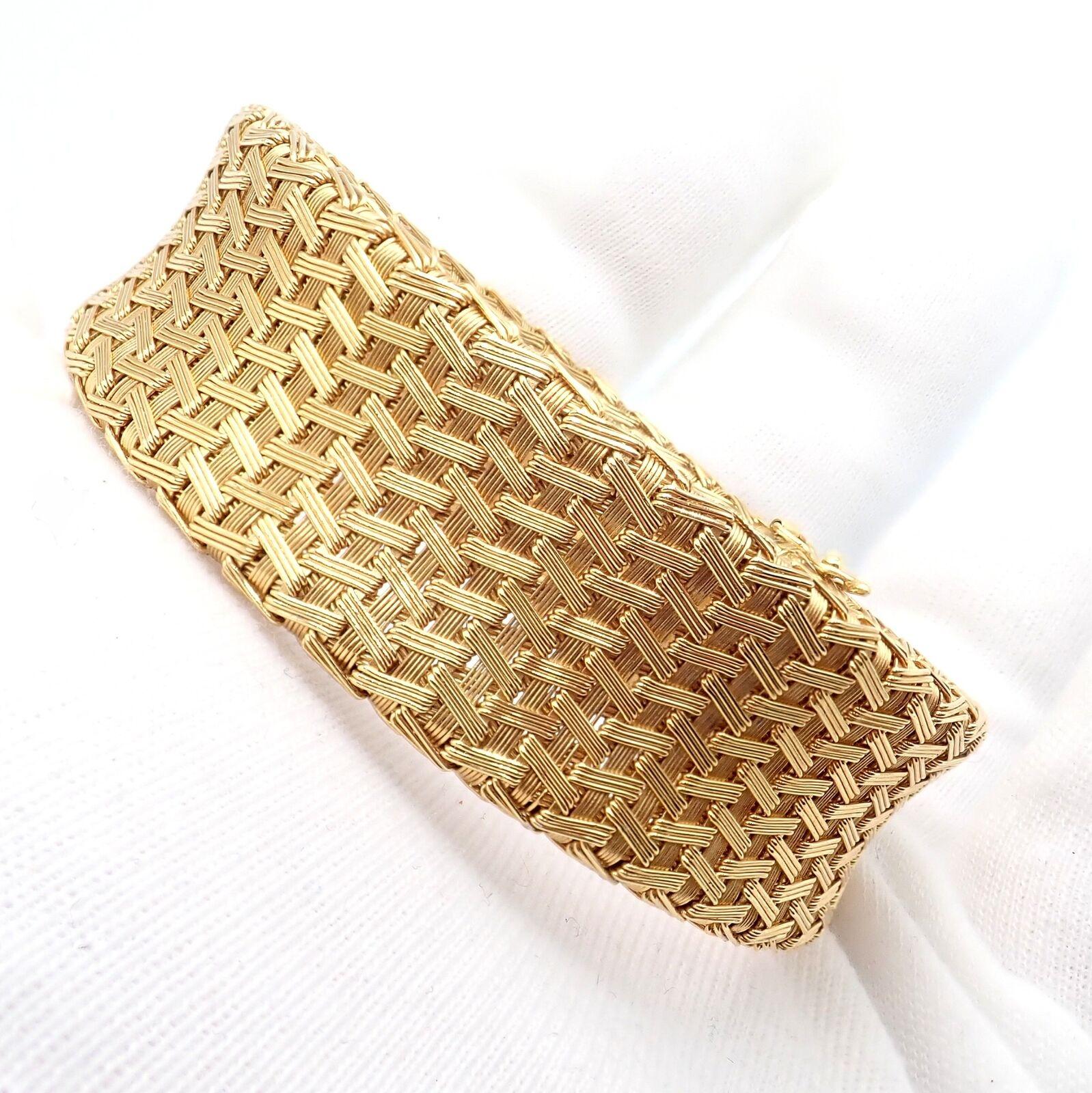 Roberto Coin Silk Basket Weave Yellow Gold Bracelet For Sale 4