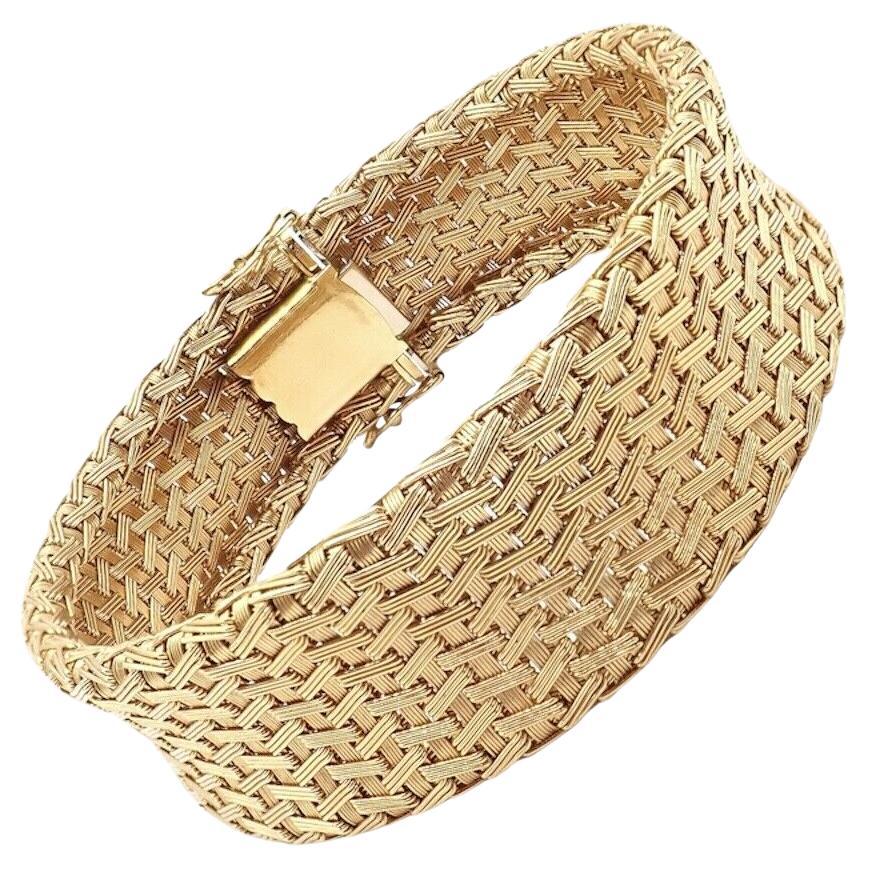 Roberto Coin Silk Basket Weave Yellow Gold Bracelet For Sale