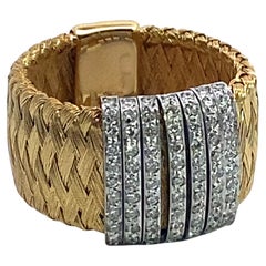 Roberto Coin Anello con diamante in oro giallo e trama di seta