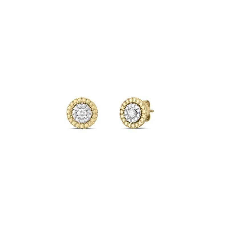 Round Cut Roberto Coin Small Diamond Dot Earring 111476AJERX0 For Sale