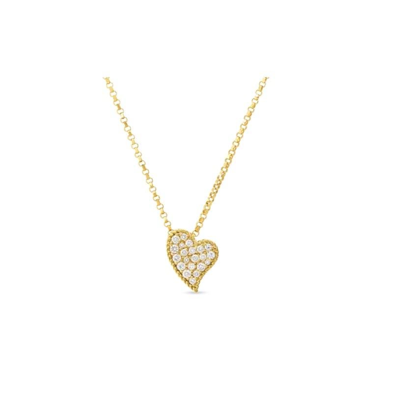 Roberto Coin Collier à petits diamants en or jaune 18 carats. 
Diamant:-0,15 poids total en carats
Chaîne de 18