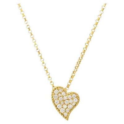 Roberto Coin Diamond Heart Necklace with Diamond Chain in 18 Karat ...