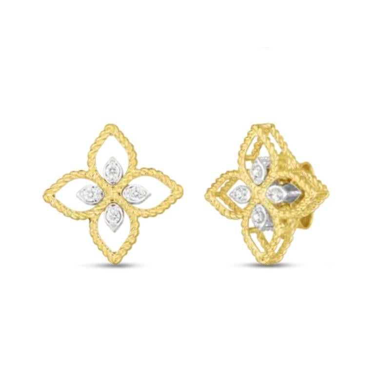 Round Cut Roberto Coin Small Diamond Ladies Stud Earring 7772717AJERX For Sale